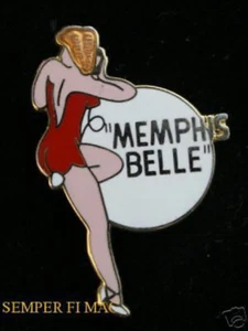 MEMPHIS BELL NOSE ART HAT LAPEL PIN UP B-17 FLYING FORTRESS  US 8th AIR FORCE - Picture 1 of 24