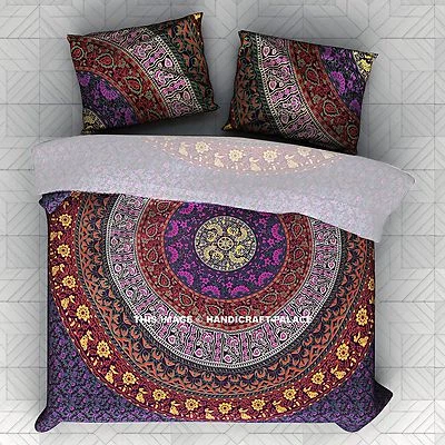 Indian Mandala Bedding Set Tapestry Hippie Bohemian Bed Sheet Throw with Pillow - Image 1 of 2