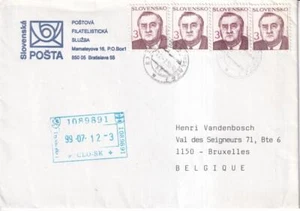 SA51a Slovakia Bratislava 1999 to Belgium Bruxelles Brussels used cover - Picture 1 of 1