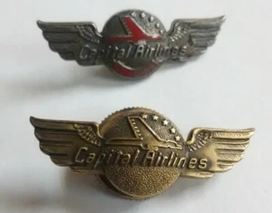 Capital Airlines Vtg Sterling Silver & Brass Lapel Pins - Picture 1 of 9