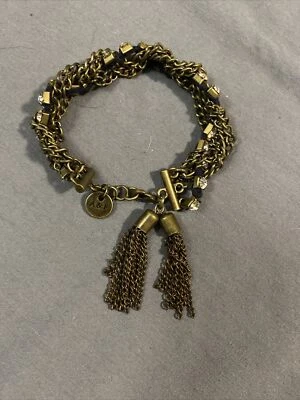 全新 A&F Abercrombie & Fitch 青铜手链 扭曲链带水晶 — 第 1/4 张图片