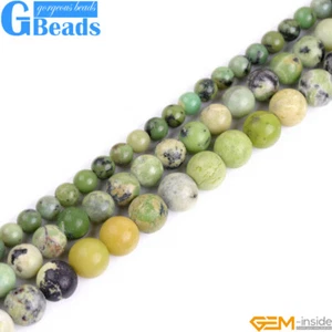 Cuentas sueltas redondas de piedra preciosa turquesa verde africana para hacer joyas 15"" 8 mm - Imagen 1 de 26