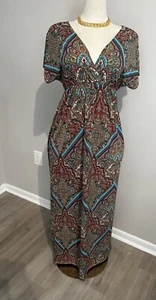 Womens V neck Paisley Maxi Tank Dress size Small - Picture 1 of 4