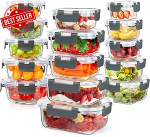 Stusgo 15 Pack Glass Food Storage Containers with Lids, Airtight Leak Glass Meal - Picture 1 of 7