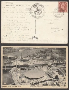 GB LONDON Festival of Britain George VI 2d Special Handstamp South Bank ppc 1951 - Picture 1 of 1