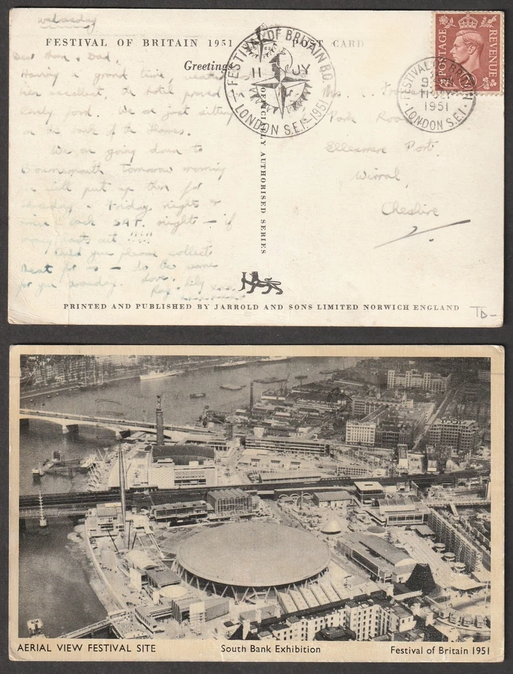 GB LONDON Festival of Britain George VI 2d Special Handstamp South Bank ppc 1951 - Image 1 of 1