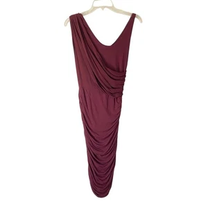 Alice + Olivia Air By Stacey Bendet Maroon Burgundy Ruched Silk Dress size small - Picture 1 of 8