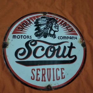 Placa bomba letrero esmalte porcelana Scout Motors since 1923 (12 pulgadas) - Imagen 1 de 5