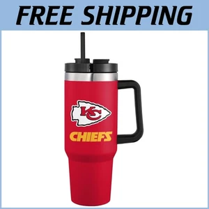 Kansas City Chiefs Travel Tumbler - 40oz Insulated with Straw and Handle - Picture 1 of 9