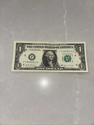 One dollar bill birthday anniversary note August 11, 1992 - Image 1 of 4