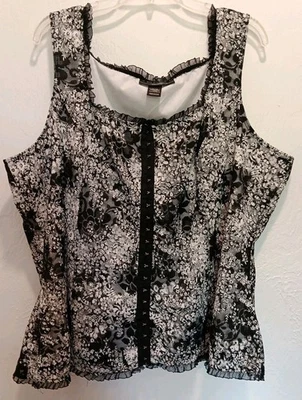 Женский топ Venezia 26/28 черный белый без рукавов кружевные оборки причудливая готическая фея - Изображение 1 из 4