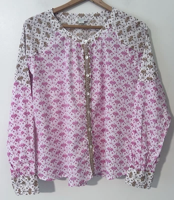 Top boho Sundance para mujer talla PXL manga larga rosalie con botones estampado azteca Foto 1 de 4