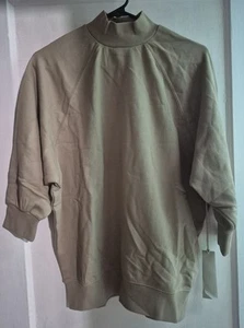 Fear Of God Essentials Women's Pullover Cotton Sweatshirt Tan Size XS 3/4 Sleeve - Picture 1 of 7