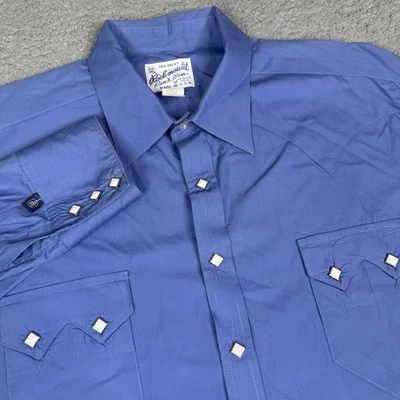 Rockmount Ranch Wear Shirt Mens XL Blue Diamond Pearl Snap Western Cowboy USA - Image 1 of 4