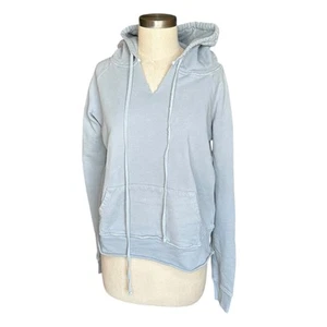 NILI LOTAN Blue Gray Distressed Pullover Hoodie Janie Hooded Sweatshirt - Picture 1 of 7