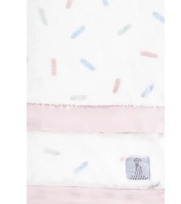 NWD $100 Little Giraffe Luxe Baby Blanket Faux Fur Sprinkles Pink White Blue - Image 1 of 4