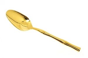 "Cuchara de sopa ovalada Towle Supreme Cutlery Vermai 24 quilates enchapada en bambú lugar 7 1/8" - Imagen 1 de 2