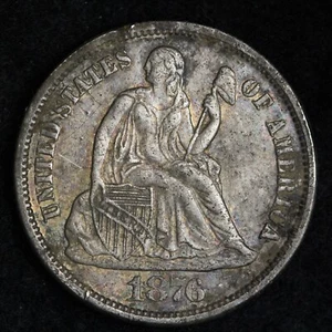 1876-S Original Toning Seated Liberty Dime CHOICE BU *UNCIRCULATED* MS E128 DMA - Picture 1 of 2