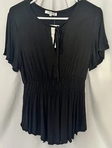 Meaner Women's Keyhole Tie Elastic Waist Size S Black - Picture 1 of 6