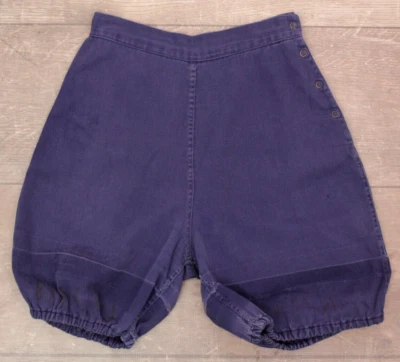 VTG Women's 50s 60s Blue Athletic Cotton Gym Side Snap Shorts XXS/XS 1950s 1960s - Image 1 of 4
