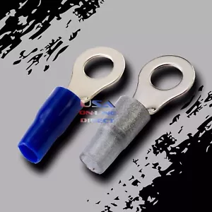 8 Gauge Ring Terminals 20 Pack AWG Wire Crimp Blue Silver 5/16" Hole Contact US - Picture 1 of 2