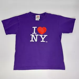 I Love New York NY Vintage Style Short Sleeve Girls T Shirt - Purple - Medium - Picture 1 of 9