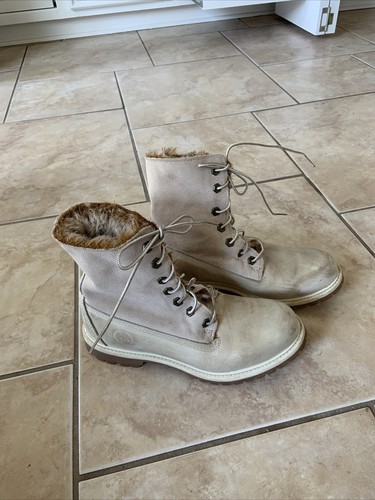 Stivaletti Timberland donna taglia 8 5 pieghevoli pelle scamosciata foderati pelliccia sintetica marrone