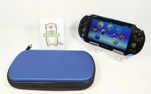 PS Vita 2000 Blue Black PCH 2000 PCHJ-10017 w/Case Wi-Fi PSV Used Tested 0422K - Picture 1 of 20