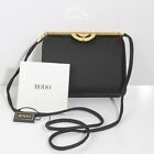 Classy Rodo Italy Charcoal Black & Gold Satin Baguette Minaudière Bag With Strap
