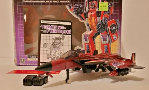 SALE, 1985 G1 COMPLETE, Evil Decepticon, THRUST, Plane to Robot Cover