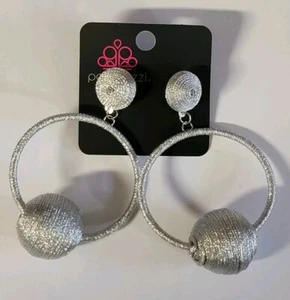 Paparazzi Social Sphere Silver Earrings - Picture 1 of 3