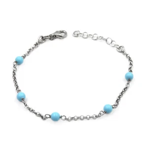 Bracciale Argento Sterling 925 con Sfere in Pietra Turchese - Foto 1 di 3