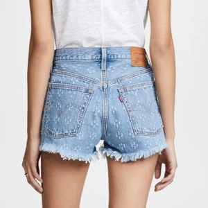 Levi's 501 Premium quality Button fly shorts Size 25 Distressed Dottie Blues - Picture 1 of 10