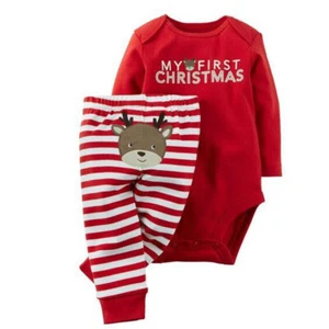 Christmas Newbron Baby Girls Boys Bodysuit Tops Romper Pants Outfit Sets 12-18M - Picture 1 of 30