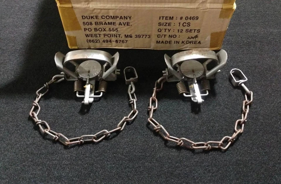 2 Duke # 1 Coil Spring Trap Raccoon Muskrat Nutria Rabbit 0469 Survival Trap  - Image 1 of 1