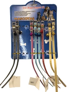 8 COLLARI CON SONAGLINO PER GUINZAGIO GATTI E CANI PICCOLA TAGLIA CM 32 X 1 - Picture 1 of 1