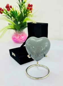 Grey Heart Shaped Urn Keepsake - Small Heart Urn for Human Ashes - Handcrafted - Bild 1 von 13