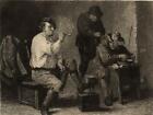 David Teniers Les fumeurs Tabac Pipe - Eau forte Xilhelm Rohr XIXème