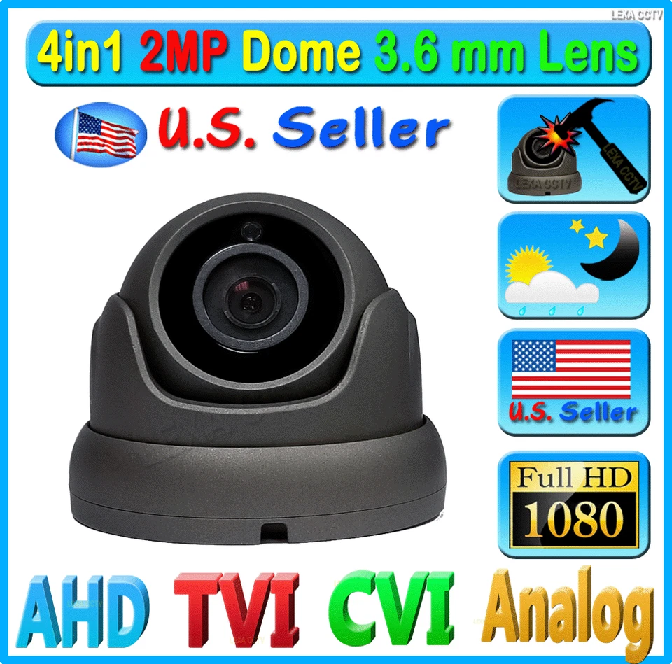 Câmera dome lente noturna analógica LEXAcctv 4em1 HD 2MP 1080P 3.6mm TVI AHD CVI CCTV - Imagem 1 de 3