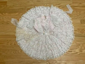 VTG Girls Ruffles Lace Sheer Party Pageant Full Circle Pink White Dress 6X USA - Picture 1 of 11