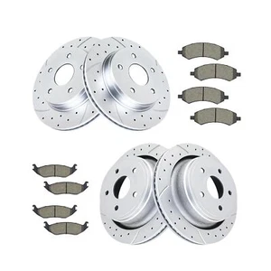 Front and Rear Brake Rotors Ceramic Brake Pads Truck & Tow Drilled and Slotte... - Picture 1 of 7