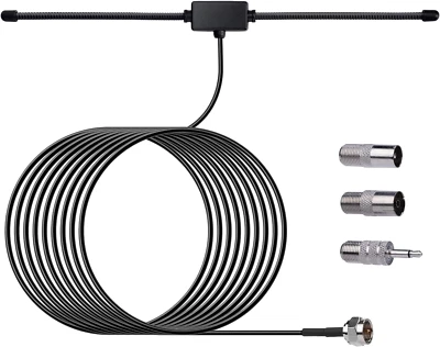 Antenna Radio FM DAB a Dipolo Da 75Ohm Con Connettore Tipo F Cavo Da 3Mt - Immagine 1 di 4