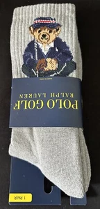 Polo Golf Ralph Lauren Bear 1 Par Gris Calcetines Crew Para Hombre Talla 6-12.5 Nuevo Raro - Imagen 1 de 2