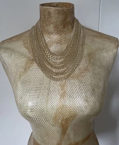 Authentic Vintage Gold Tone Multi-strand Chain Necklace - Picture 1 of 7