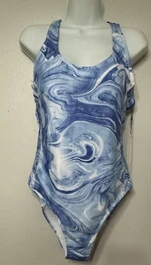 Nicole Miller Swimsuit Women’s Size XL Blue Tropic Swirl Print One Piece NEW - Picture 1 of 7