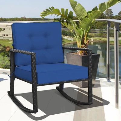 Patio Rattan Rocker Chair Outdoor Glider Rocking Chair Cushion Foto 1 de 4