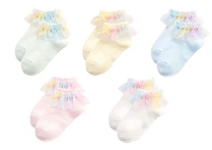 Little Girls Toddler Kids Lace Ruffle Cute Frilly Cotton Socks Comfortable - Picture 1 of 6