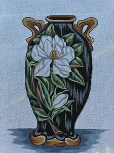 "Magnolia Urn" Hand Painted Needlepoint - Picture 1 of 1