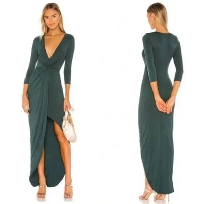 Maxi Vestido Jersey Lovers and Friends Sundance Verde Everglade Cuello en V Frente Torcido Foto 1 de 4