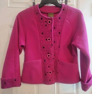 Maralyce Ferree Womens Fleece Coat Jacket Button Front Made in USA Pink Small - Picture 1 of 10